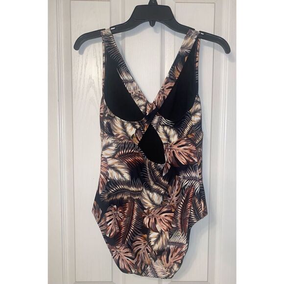 Hurley One Piece Swim Suit S/P “Scattered Palm” V-Neck Crisscross Back UPF 50 - Picture 10 of 14